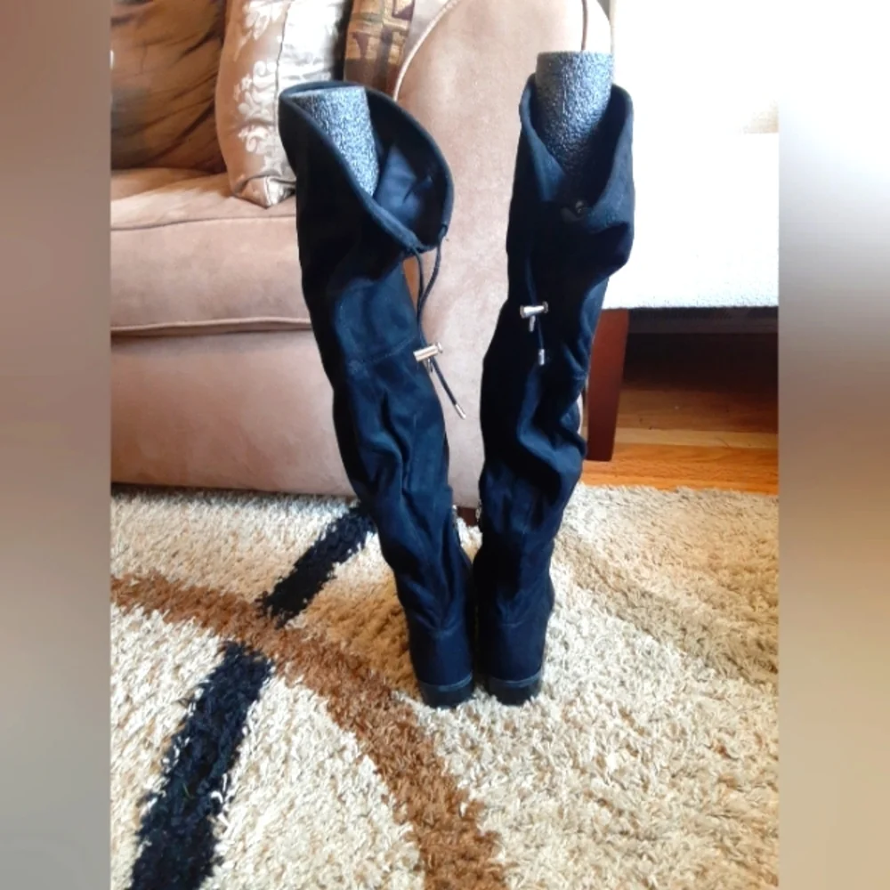Sam Edelman Suede Leather Black Boots Over-the-Knee Women's Size 7.5